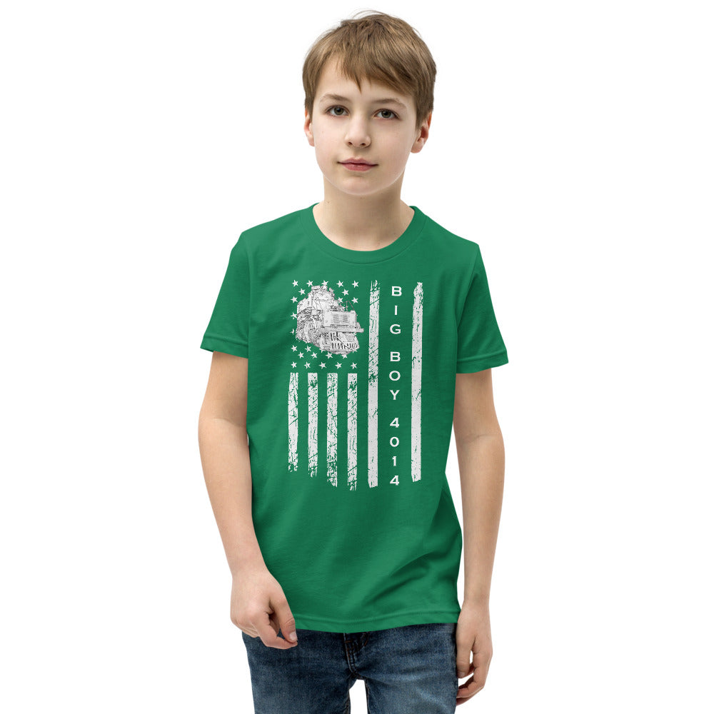 UP Big Boy 4014 American Flag Youth Short Sleeve T-Shirt - Broken Knuckle Apparel