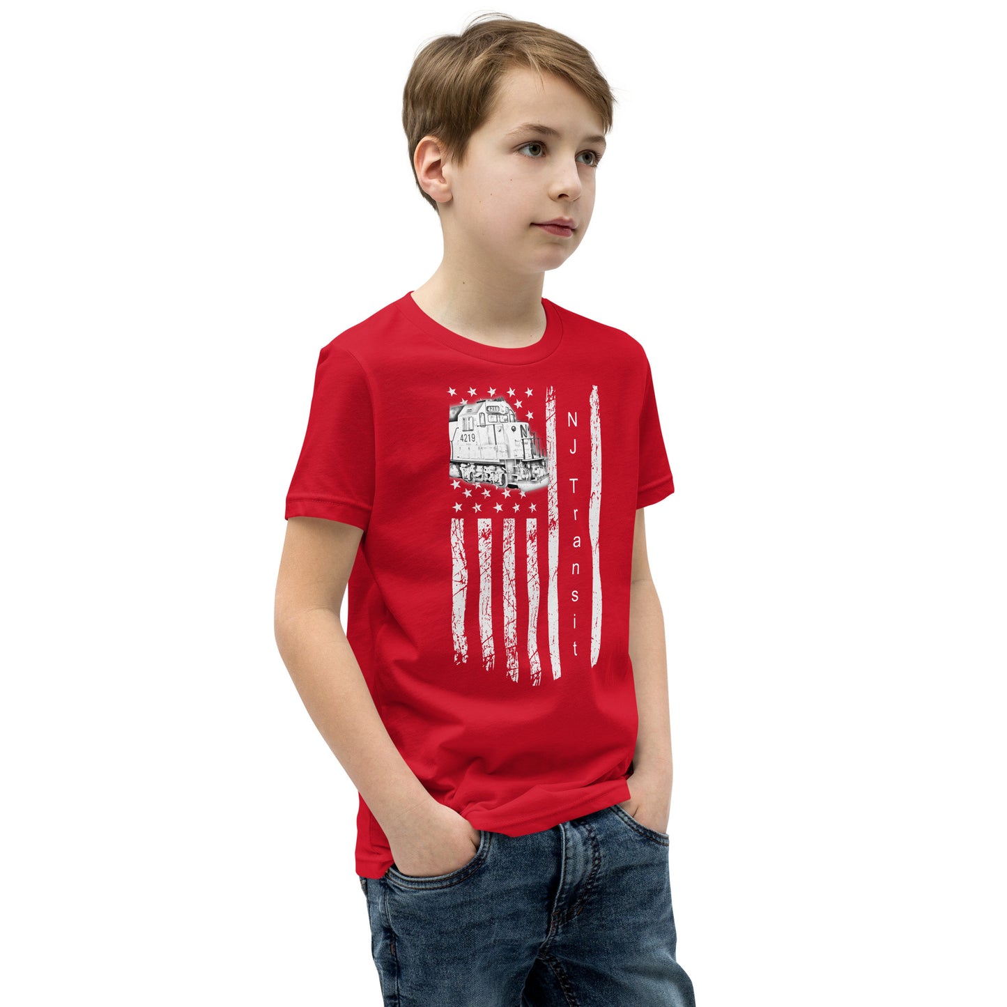 NJ Transit American Flag Youth Short Sleeve T-Shirt - Broken Knuckle Apparel